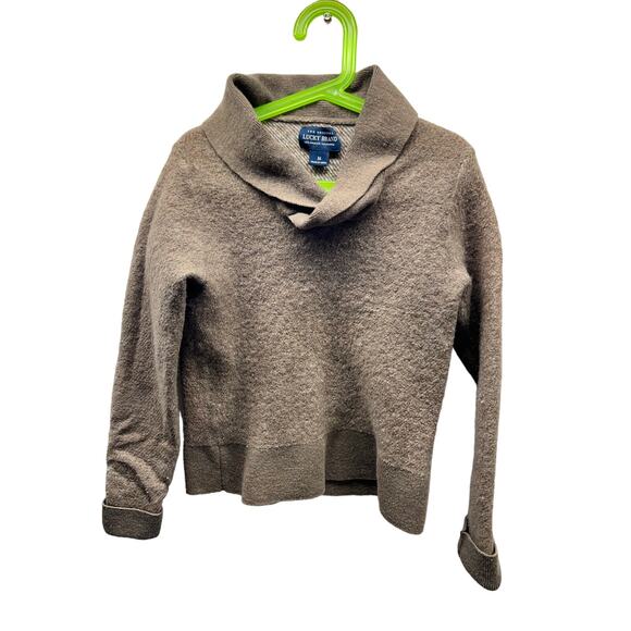 Lucky Brand Green Wool Blend Sweater - V Neck Cowl Neck - Picture 1 of 10